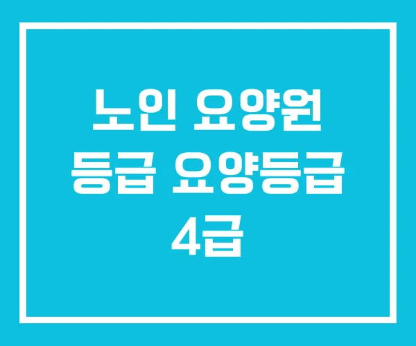 노인 요양원 등급 요양등급 4급