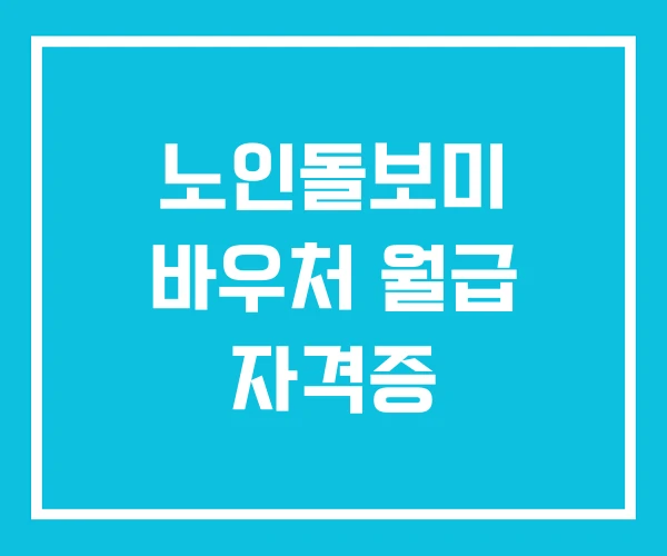 노인돌보미 바우처 월급 자격증