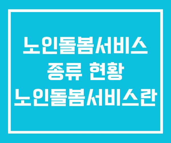 노인돌봄서비스 종류 현황 노인돌봄서비스란