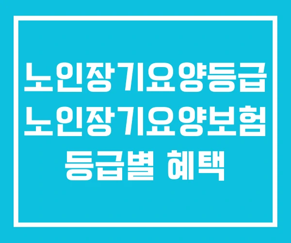 노인장기요양등급 노인장기요양보험 등급별 혜택