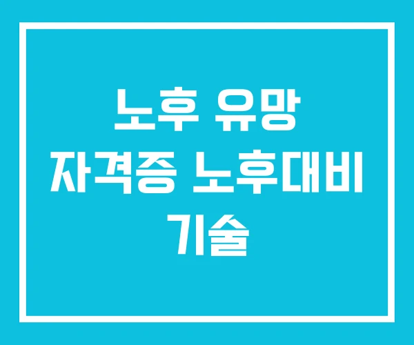 노후 유망 자격증 노후대비 기술