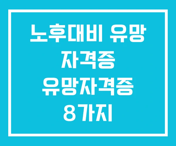 노후대비 유망 자격증 유망자격증 8가지