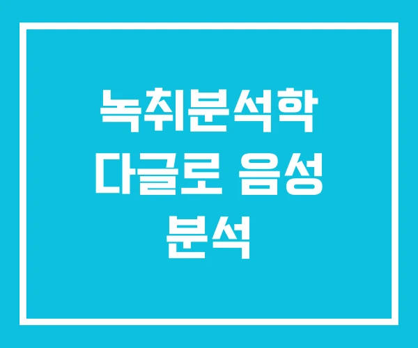 녹취분석학 다글로 음성 분석