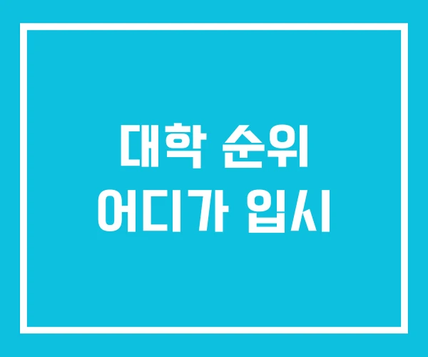 대학 순위 어디가 입시
