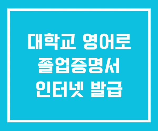 대학교 영어로 졸업증명서 인터넷 발급