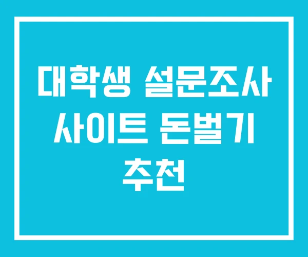 대학생 설문조사 사이트 돈벌기 추천