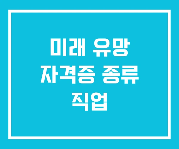 미래 유망 자격증 종류 직업