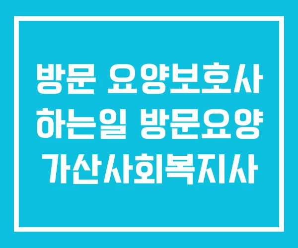 방문 요양보호사 하는일 방문요양 가산사회복지사