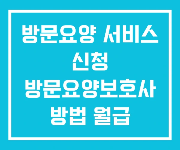 방문요양 서비스 신청 방문요양보호사 방법 월급