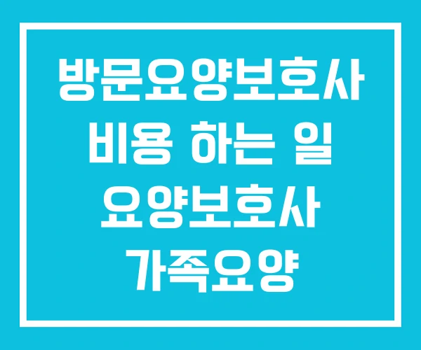 방문요양보호사 비용 하는 일 요양보호사 가족요양