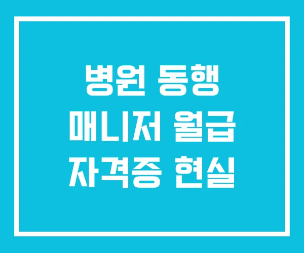 병원 동행 매니저 월급 자격증 현실