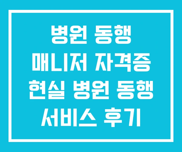 병원 동행 매니저 자격증 현실 병원 동행 서비스 후기