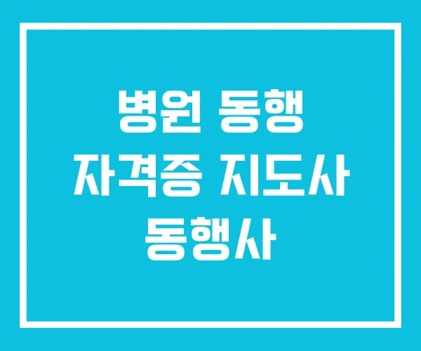 병원 동행 자격증 지도사 동행사
