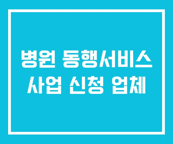 병원 동행서비스 사업 신청 업체