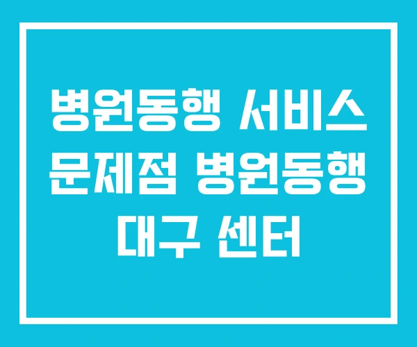 병원동행 서비스 문제점 병원동행 대구 센터