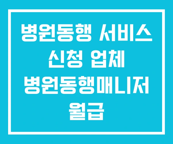 병원동행 서비스 신청 업체 병원동행매니저 월급