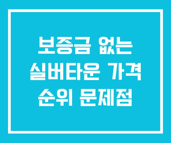 보증금 없는 실버타운 가격 순위 문제점