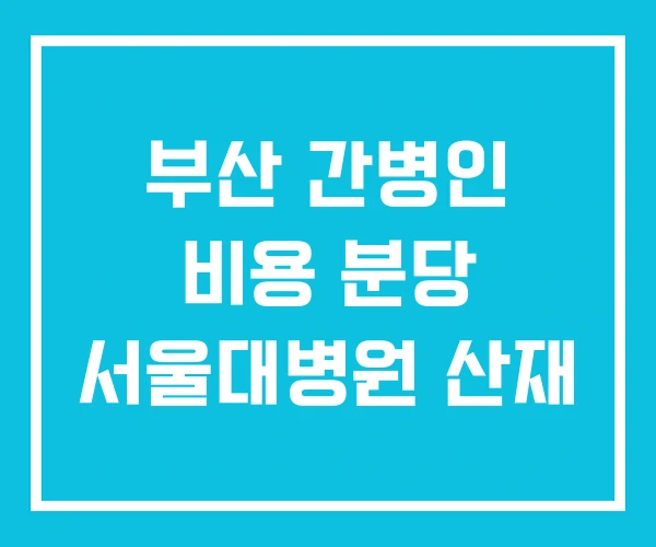 부산 간병인 비용 분당 서울대병원 산재