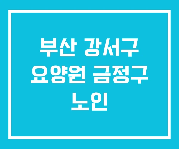 부산 강서구 요양원 금정구 노인