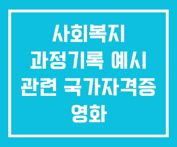사회복지 과정기록 예시 관련 국가자격증 영화