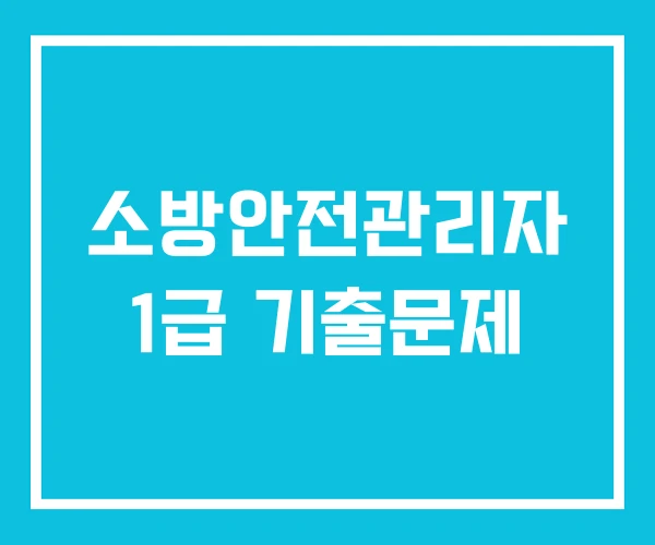 소방안전관리자 1급 기출문제 소방안전관리자 1급 기출문제