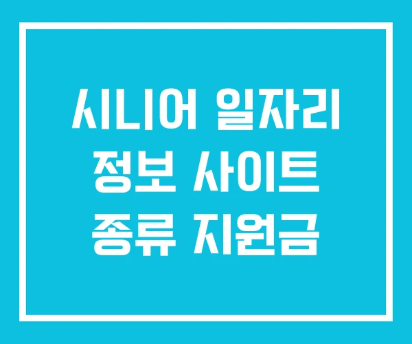 시니어 일자리 정보 사이트 종류 지원금 시니어 일자리 정보 사이트 종류 지원금