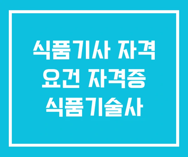 식품기사 자격 요건 자격증 식품기술사