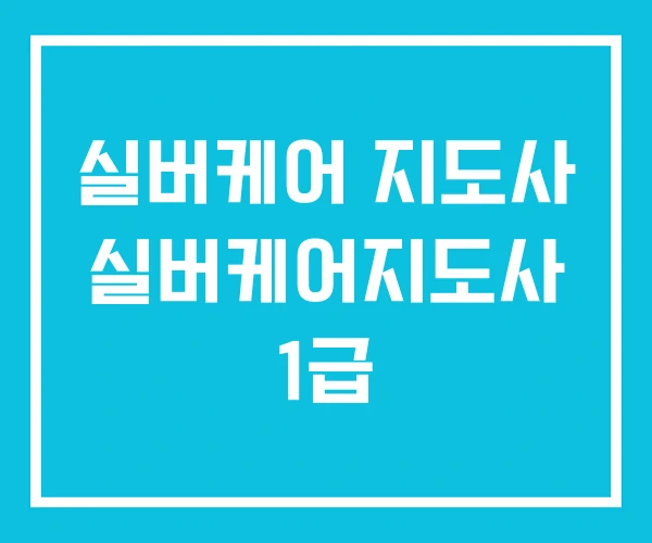 실버케어 지도사 실버케어지도사 1급