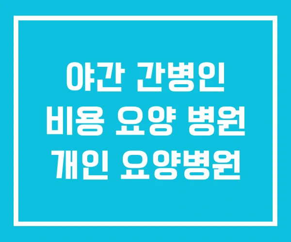야간 간병인 비용 요양 병원 개인 요양병원