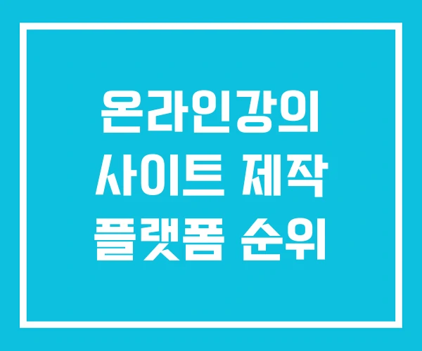 온라인강의 사이트 제작 플랫폼 순위