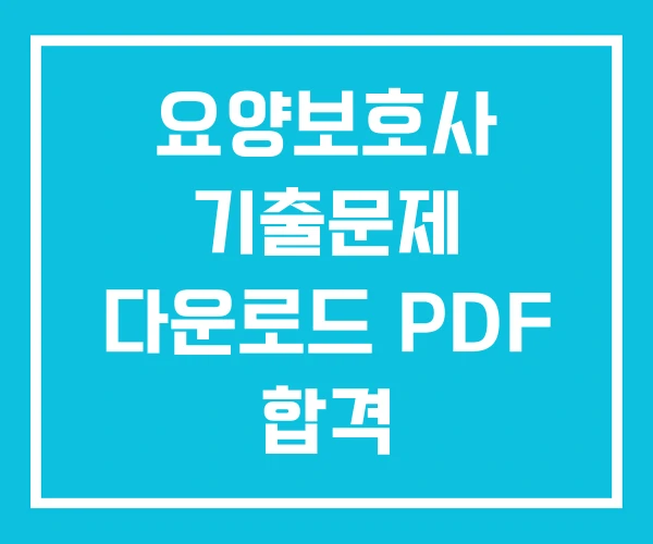 요양보호사 기출문제 다운로드 PDF 합격 요양보호사 기출문제 다운로드 PDF 합격