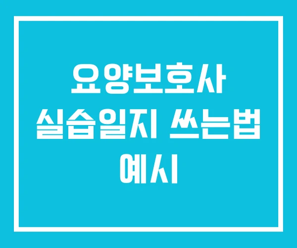 요양보호사 실습일지 쓰는법 예시