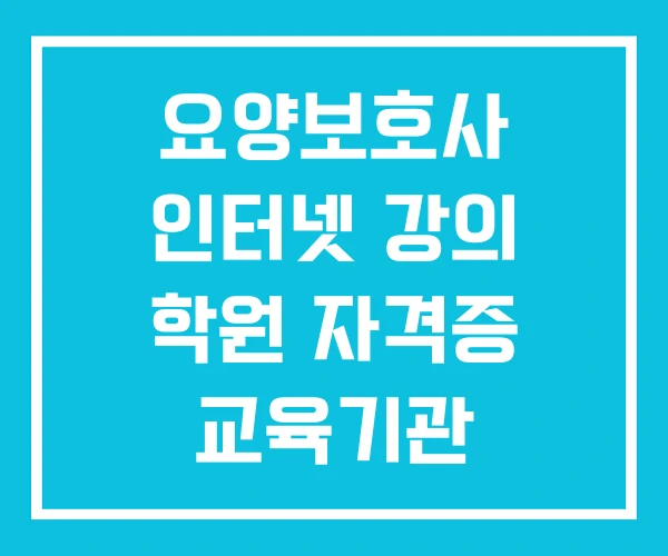 요양보호사 인터넷 강의 학원 자격증 교육기관 국비지원