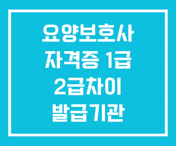 요양보호사 자격증 1급 2급차이 발급기관