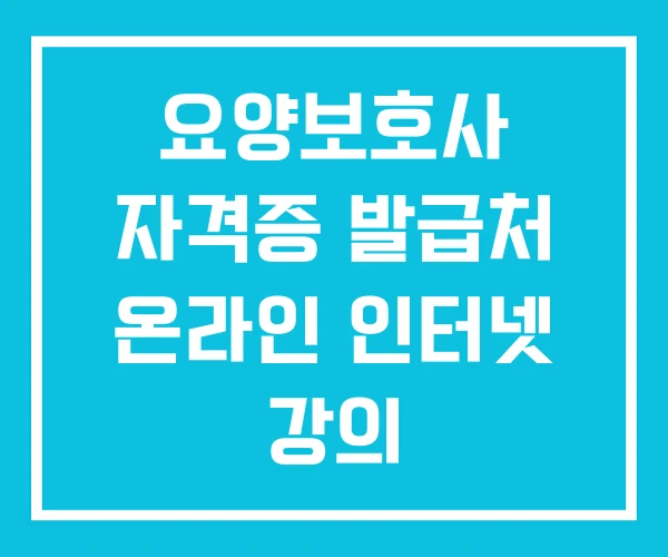 요양보호사 자격증 발급처 온라인 인터넷 강의