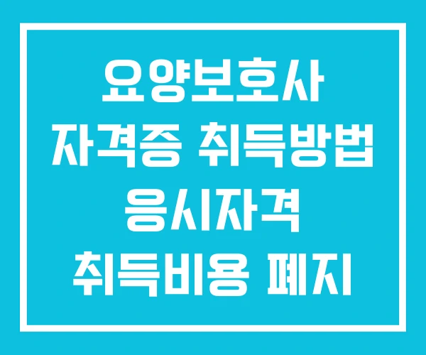 요양보호사 자격증 취득방법 응시자격 취득비용 폐지 요양보호사 자격증 취득방법 응시자격 취득비용 폐지