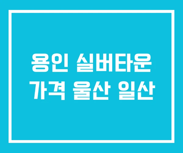 용인 실버타운 가격 울산 일산