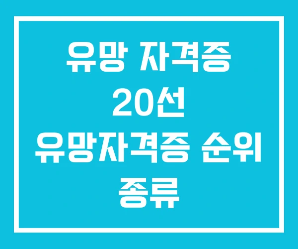 유망 자격증 20선 유망자격증 순위 종류
