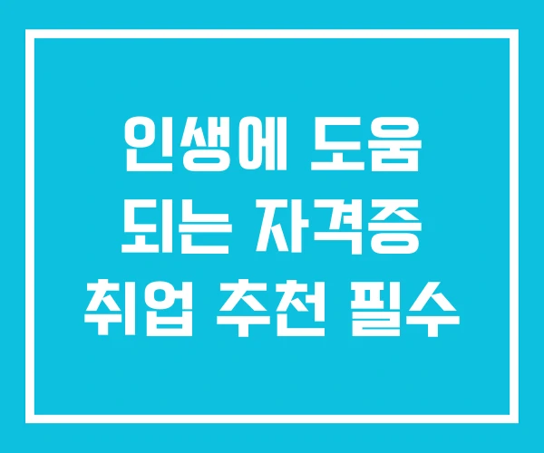 인생에 도움 되는 자격증 취업 추천 필수