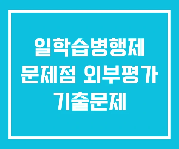 일학습병행제 문제점 외부평가 기출문제