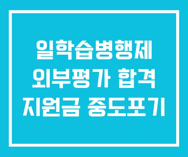 일학습병행제 외부평가 합격 지원금 중도포기