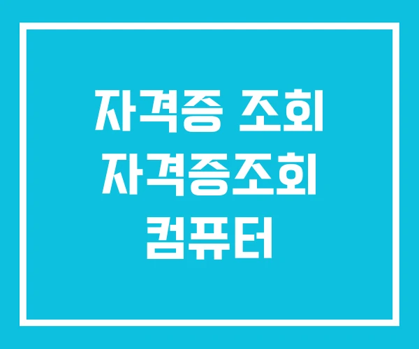 자격증 조회 자격증조회 컴퓨터