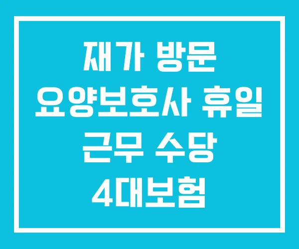 재가 방문 요양보호사 휴일 근무 수당 4대보험