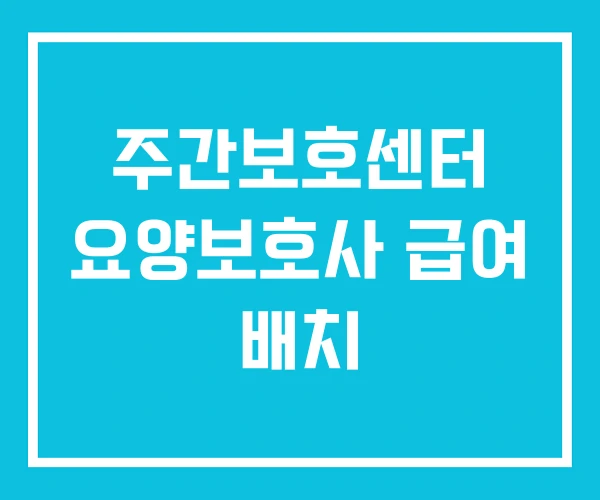 주간보호센터 요양보호사 급여 배치