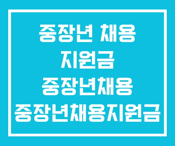 중장년 채용 지원금 중장년채용 중장년채용지원금