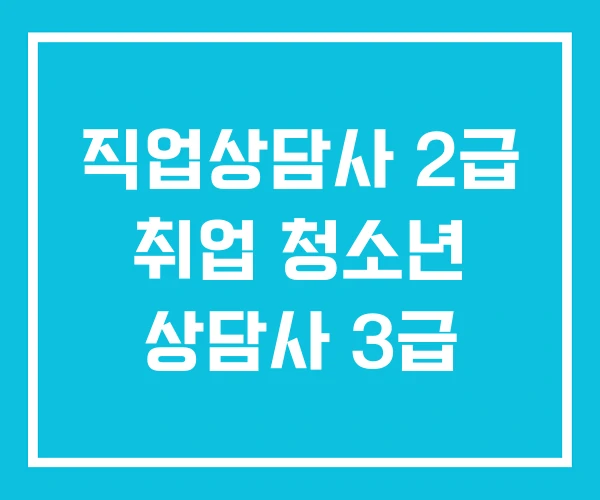 직업상담사 2급 취업 청소년 상담사 3급