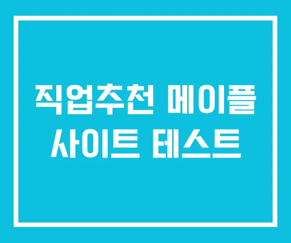 직업추천 메이플 사이트 테스트