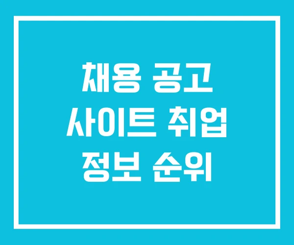 채용 공고 사이트 취업 정보 순위