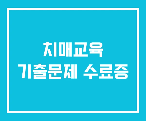 치매교육 기출문제 수료증