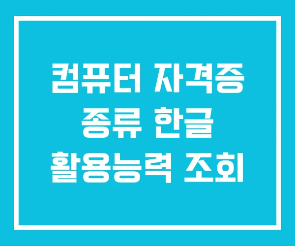 컴퓨터 자격증 종류 한글 활용능력 조회
